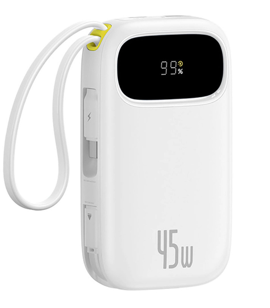 УМБ Павербанк 20000 mAh 45W Baseus Qpow3 с быстрой зарядкой и 2 встроенными кабелями Белый 6537066 фото