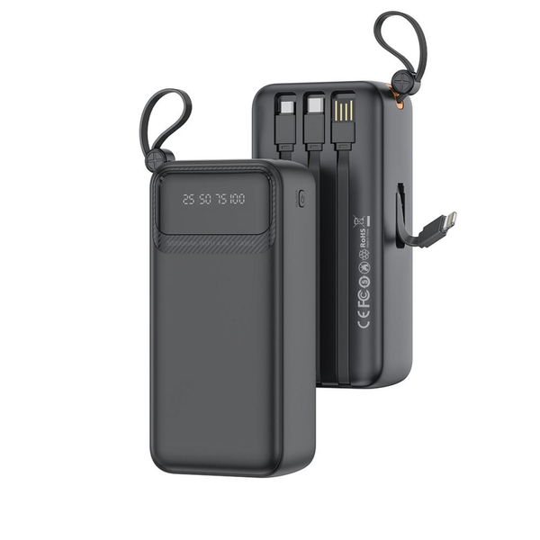 УМБ Павербанк 30000 mAh 10W XO PR280 з 4 вбудованими кабелями Чорний 70345053 фото