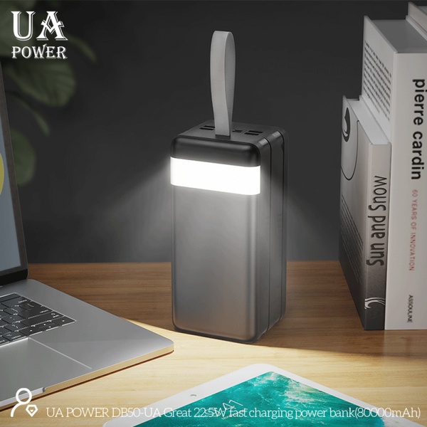 УМБ Павербанк 80000 mAh 22.5W UA Power DB50-UA с быстрой зарядкой и фонарем Черный 3214066 фото