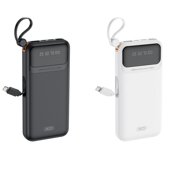 УМБ Павербанк 10000 mAh 10W XO PR278 з 4 вбудованими кабелями Чорний 12545053 фото