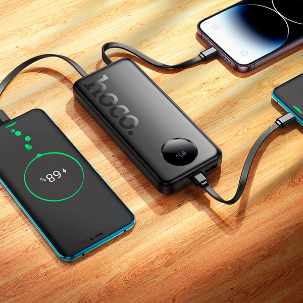 УМБ Павербанк 10000 mAh 22.5W Hoco J132 зі швидкою зарядкою та 3 вбудованими кабелями Чорний 9448633 фото