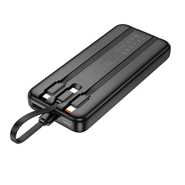 УМБ Павербанк 10000 mAh 22.5W Hoco J132 зі швидкою зарядкою та 3 вбудованими кабелями Чорний 9448633 фото