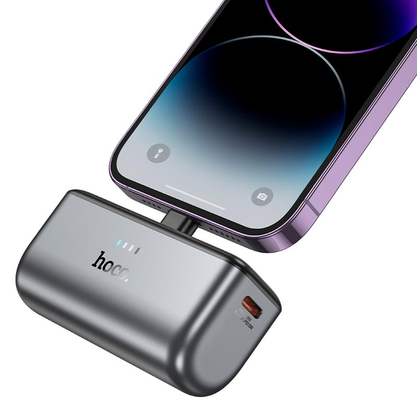 УМБ Павербанк 5000 mAh 20W Hoco Q31 зі швидкою зарядкою та вбудованим кабелем Lightning Чорний 2275633 фото