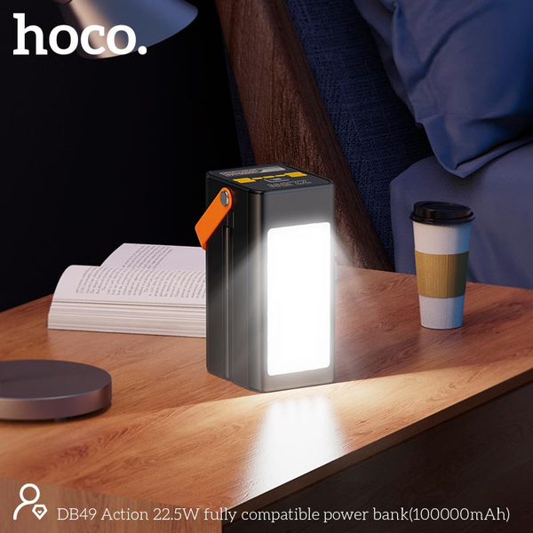 УМБ Павербанк 100000 mAh 22.5W Hoco DB49 с быстрой зарядкой и фонарем Черный 321111111 фото