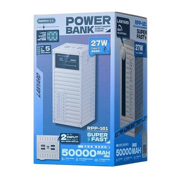 УМБ Павербанк 50000 mAh 27W Remax RPP-161 с быстрой зарядкой PD/QC Белый 3325053 фото