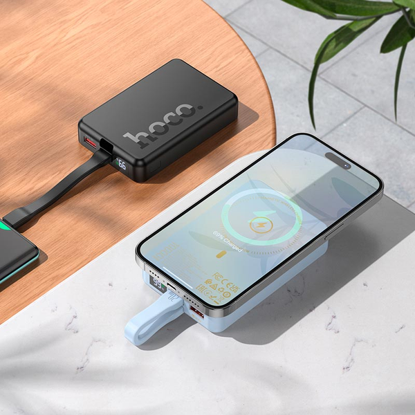 УМБ Павербанк 10000 mAh 22.5W Hoco Q24 с быстрой и беспроводной зарядкой Черный 6589633 фото