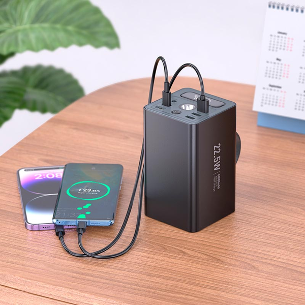 УМБ Павербанк 60000 mAh 22.5W Hoco J138 с быстрой зарядкой и фонарем Черный 61111111 фото
