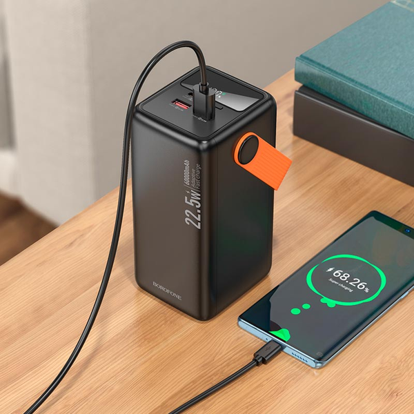 УМБ Павербанк 60000 mAh 22.5W Borofone BJ66B с быстрой зарядкой и фонарем Черный 6689633 фото