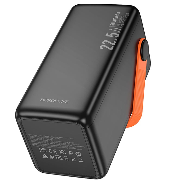 УМБ Павербанк 60000 mAh 22.5W Borofone BJ66B с быстрой зарядкой и фонарем Черный 6689633 фото
