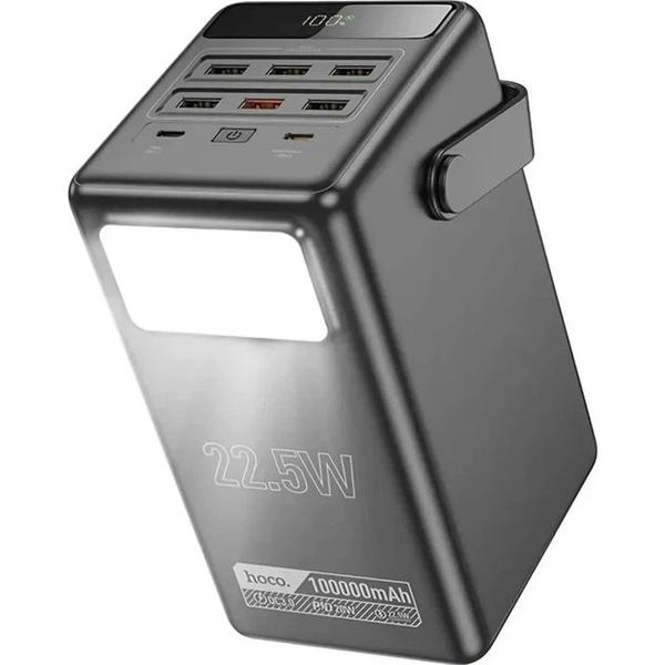 УМБ Павербанк 100000 mAh 22.5W Hoco DB03 с быстрой зарядкой и фонарем Черный 2202222 фото