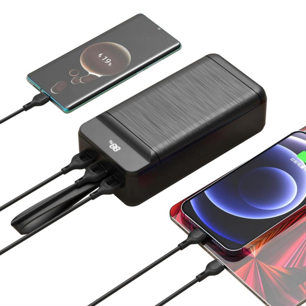 УМБ Павербанк 50000 mAh 22.5W XO PR158 с быстрой зарядкой и фонарем Черный 7755053 фото