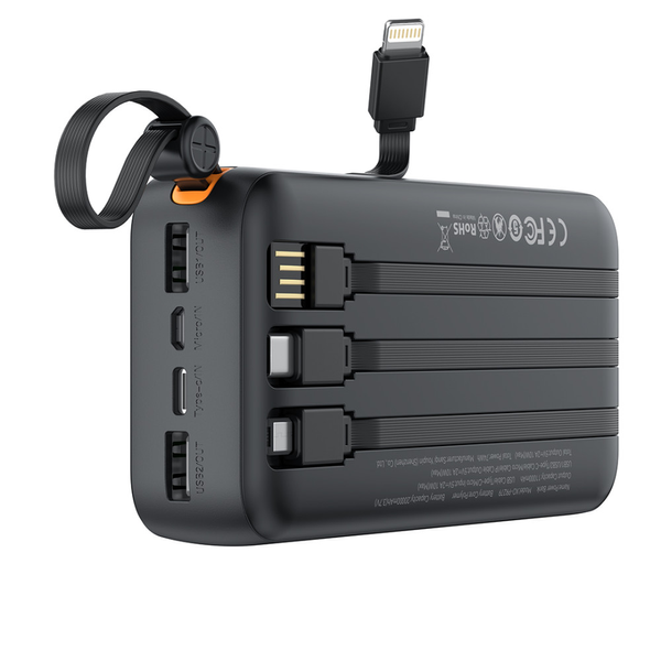 УМБ Павербанк 20000 mAh 10W XO PR279 з 4 вбудованими кабелями Чорний 85745053 фото