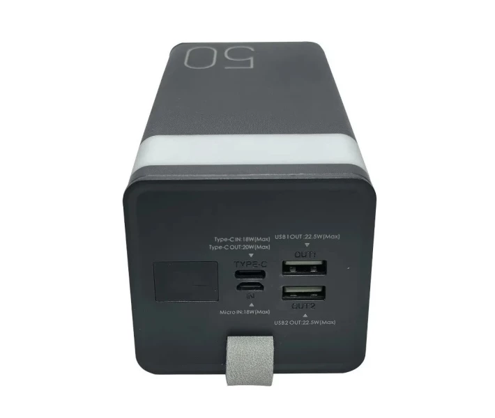 УМБ Павербанк 50000 mAh 22.5W Remax RPP-321 с быстрой зарядкой и фонарем Черный 8965053 фото