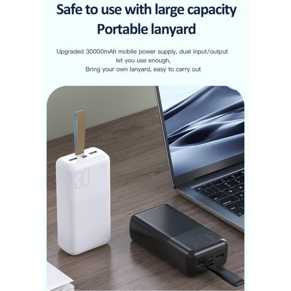 УМБ Павербанк 30000 mAh 2.1A XO PR199 з LED-індикатором Чорний 2345053 фото