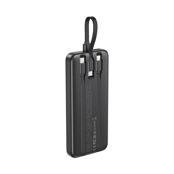 УМБ Павербанк 10000 mAh 22.5W XO PR274 зі швидкою зарядкою та 3 вбудованими кабелями Чорний 3020053 фото