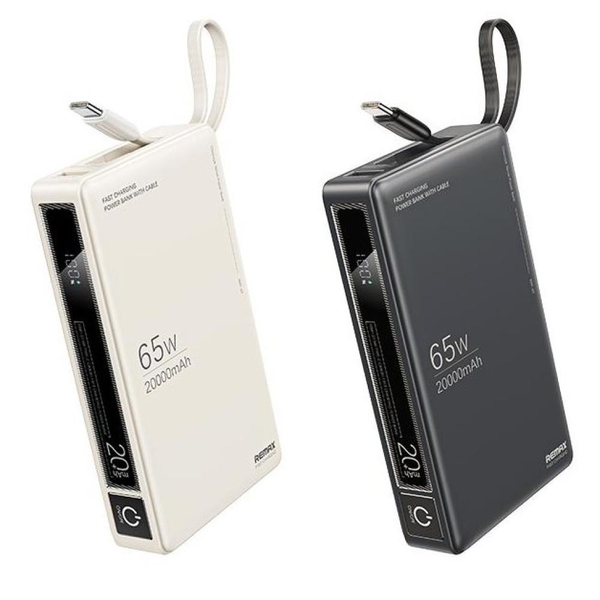 УМБ Павербанк 20000 mAh 65W Remax RPP-87 с быстрой зарядкой и встроенным кабелем Серый 2121866 фото