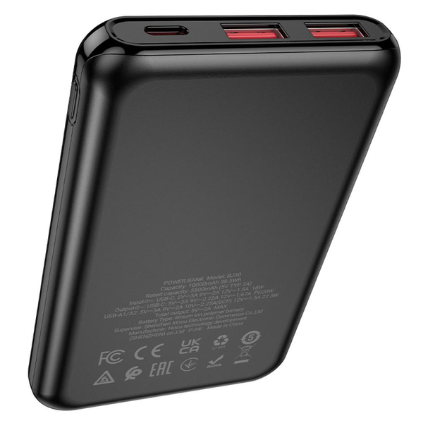 УМБ Павербанк 10000 mAh 22.5W Borofone BJ30 зі швидкою зарядкою PD/QC Чорний 6604053 фото