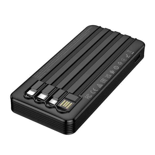 УМБ Павербанк 10000 mAh 2A Borofone BJ84 з 4 вбудованими кабелями Чорний 5435053 фото