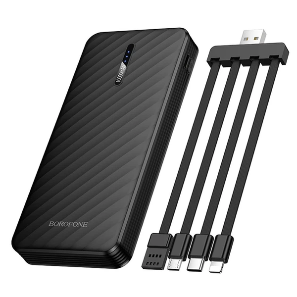 УМБ Павербанк 10000 mAh 2A Borofone BJ84 з 4 вбудованими кабелями Чорний 5435053 фото