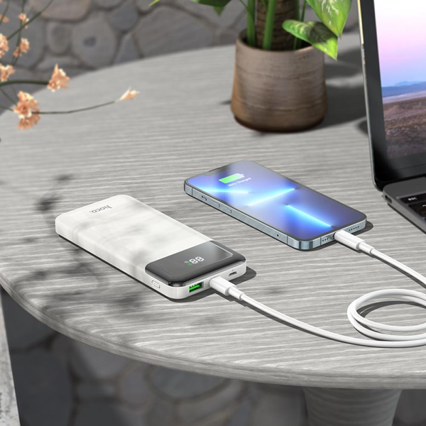 УМБ Павербанк 10000 mAh 20W Hoco J102 с быстрой зарядкой и дисплеем Белый 5651053 фото