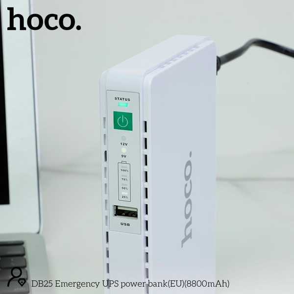 ДБЖ Павербанк 8800 mAh 17W Hoco DB25 з індикатором та підтримкою USB/LAN/POE Білий 8799633 фото