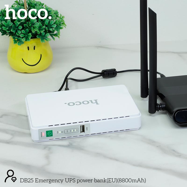 ДБЖ Павербанк 8800 mAh 17W Hoco DB25 з індикатором та підтримкою USB/LAN/POE Білий 8799633 фото