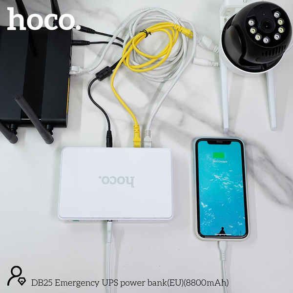 ДБЖ Павербанк 8800 mAh 17W Hoco DB25 з індикатором та підтримкою USB/LAN/POE Білий 8799633 фото
