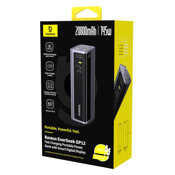 УМБ Павербанк 20800 mAh 145W Baseus EnerGeek GP12 зі швидкою зарядкою PD/QC Сірий 9874066 фото