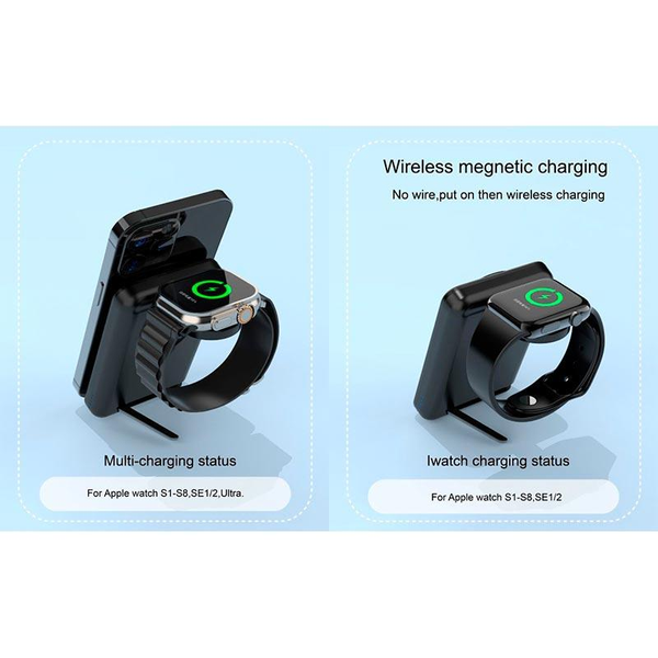 УМБ Павербанк 10000 mAh 18W Foldable D21 с беспроводной зарядкой и MagSafe Черный 3256633 фото