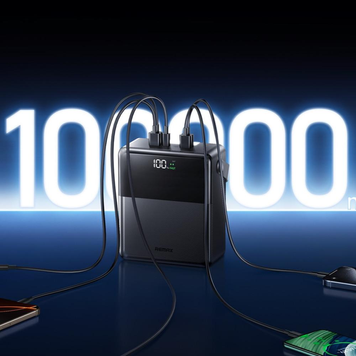 УМБ Павербанк 100000 mAh 27W Remax FP-1 с быстрой зарядкой и фонарем Черный 9510053 фото