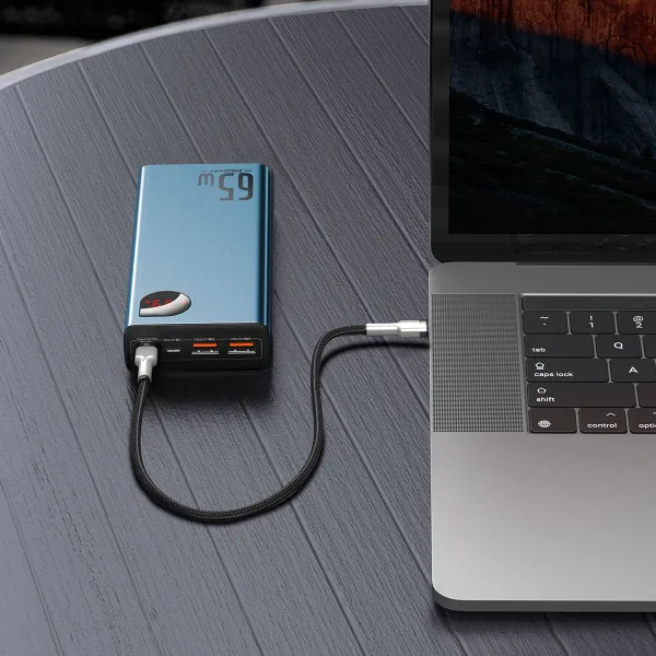УМБ Павербанк 20000 mAh 65W Baseus Adaman с быстрой зарядкой и кабелем USB to Type-C Синий 3510066 фото