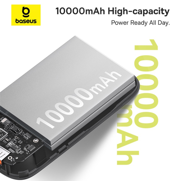 УМБ Павербанк 10000 mAh 30W Baseus Qpow2 с быстрой зарядкой и 2 встроенными кабелями Type-C Черный 6320066 фото