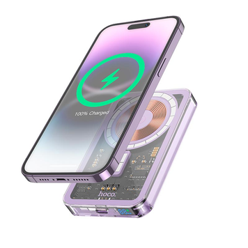УМБ Павербанк 5000 mAh 20W Hoco Q14 с быстрой и беспроводной зарядкой Фиолетовый 9865633 фото