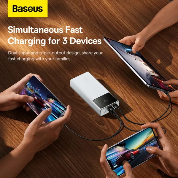 УМБ Павербанк 20000 mAh 22.5W Baseus Star-Lord с быстрой зарядкой и кабелем USB to Type-C Белый 6580066 фото