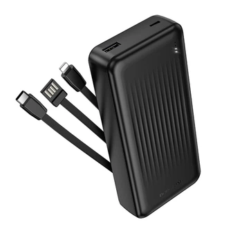 УМБ Павербанк 20000mAh 2A Borofone BJ79A Clever с 3 встроенными кабелями Черный 3935053 фото