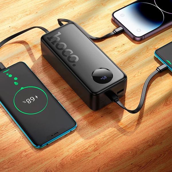 УМБ Павербанк 30000 mAh 22.5W Hoco J132B с быстрой зарядкой и 3 встроенными кабелями Черный 5559633 фото