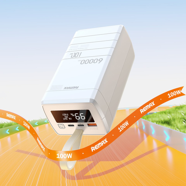 УМБ Павербанк 60000 mAh 100W Remax RPP-650 с быстрой зарядкой PD/QC Белый 3065053 фото