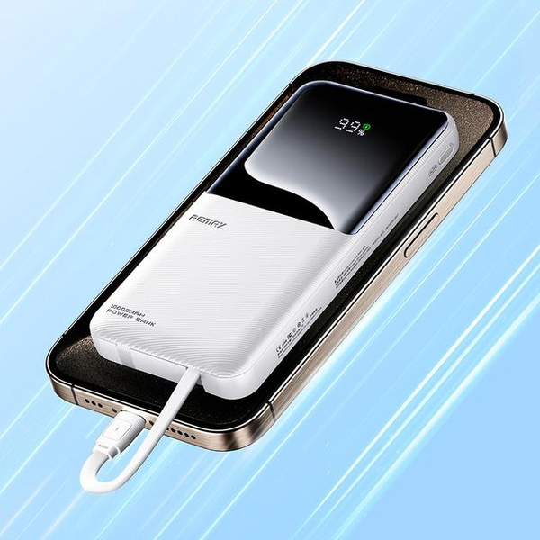 УМБ Павербанк 10000 mAh 22.5W Remax RPP-679 с быстрой зарядкой и 2 встроенными кабелями Белый 1074053 фото