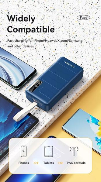 УМБ Павербанк 30000 mAh 22.5W Remax RPP-506 зі швидкою зарядкою PD/QC Синій 3945053 фото