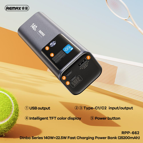 УМБ Павербанк 25200 mAh 140W Remax RPP-662 зі швидкою зарядкою PD/QC Синій 8065053 фото