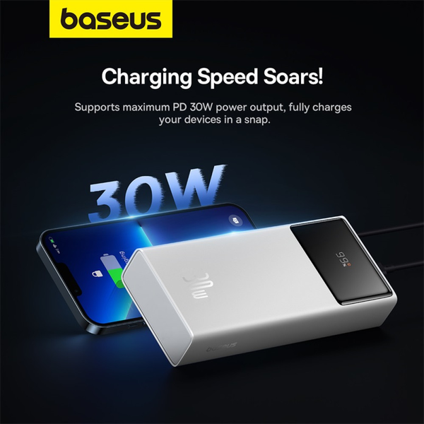 УМБ Павербанк 20000 mAh 30W Baseus Star-Lord зі швидкою зарядкою Білий 2180066 фото