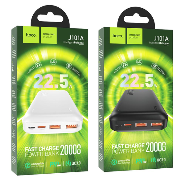 УМБ Павербанк 20000 mAh 22.5W Hoco J101A зі швидкою зарядкою PD/QC Чорний 8730053 фото